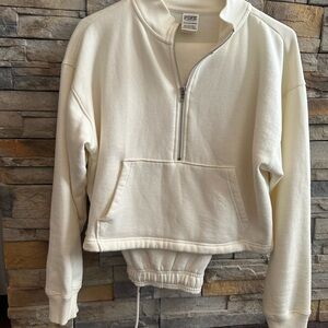 Victoria's Secret Cream Half-Zip Crewneck Sweatshirt